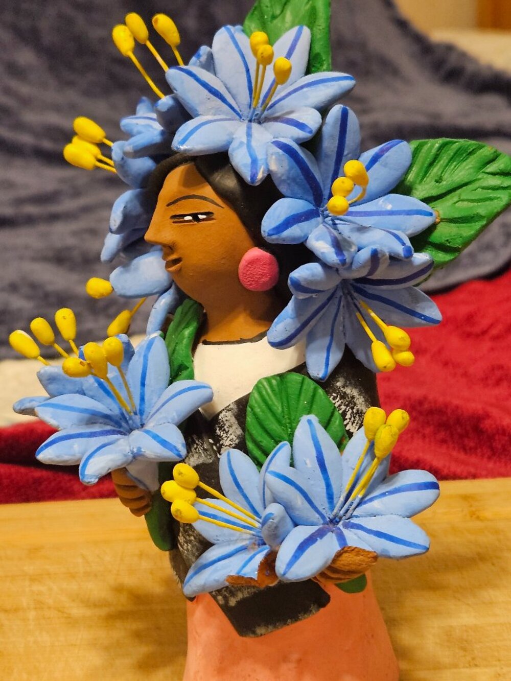 VINTAGE OAXACAN FLOWER SELLER CLAY SCULPTURE BY JOSEFINA AGUILAR SIGNED STUNNING - Picture 9 of 11
